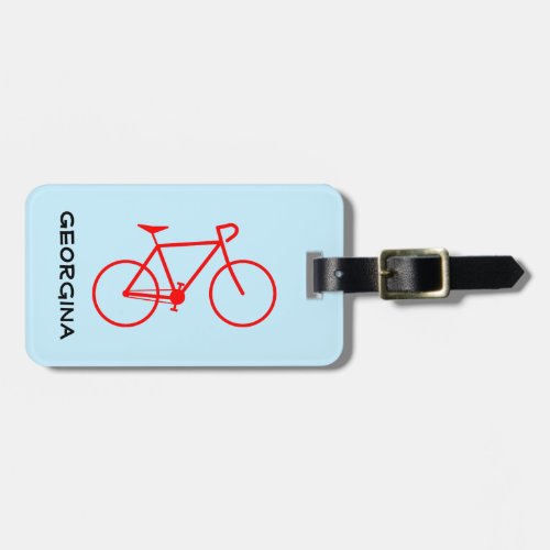 Simple Red Bicycle Silhouette  Personalized Name Luggage Tag