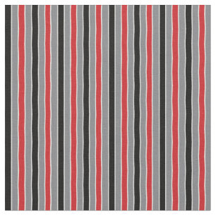 Simple Red Black and Gray Stripes Pattern Fabric