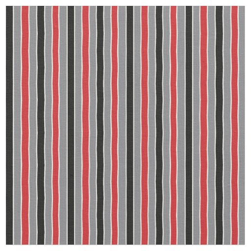 Simple Red Black and Gray Stripes Pattern Fabric