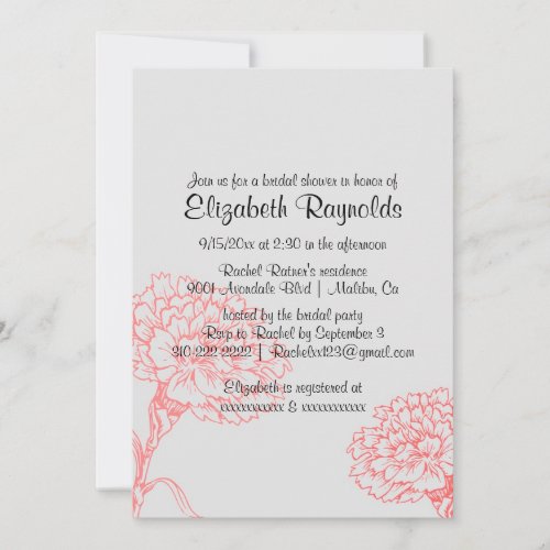 Simple Red &amp; Black Bridal Shower Invitations