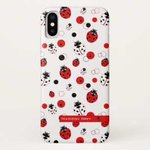 Simple Red, Black & White Ladybug Pattern iPhone X Case