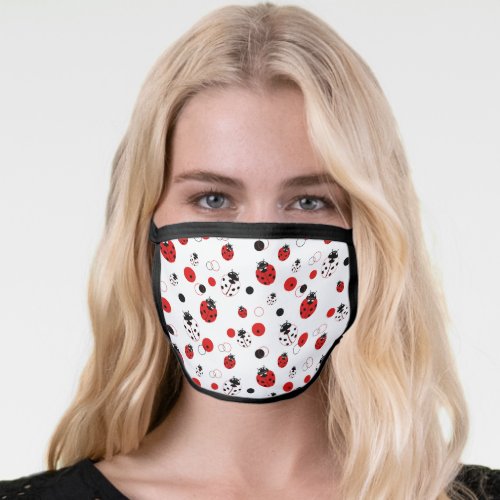 Simple Red Black  White Ladybug Pattern Cloth Face Mask