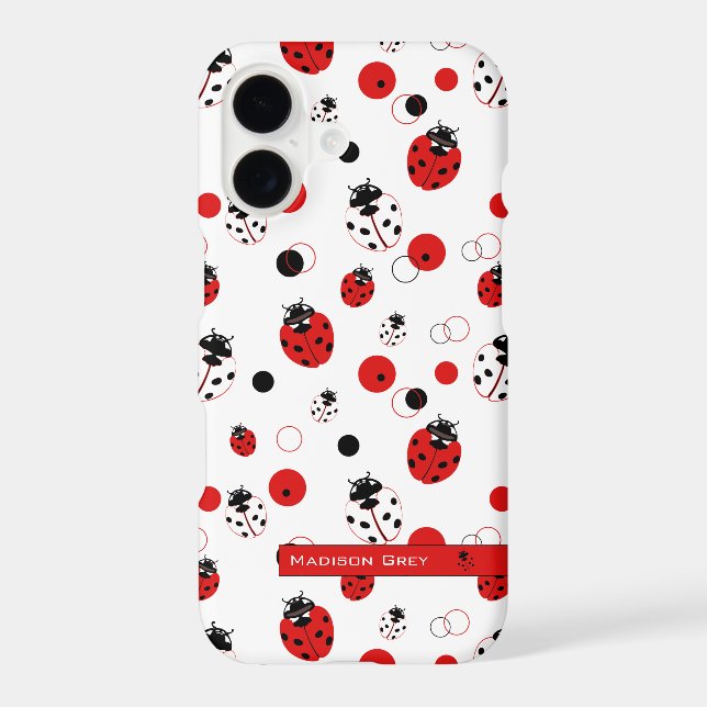 Simple Red, Black & White Ladybug Pattern Iphone Case (Back)