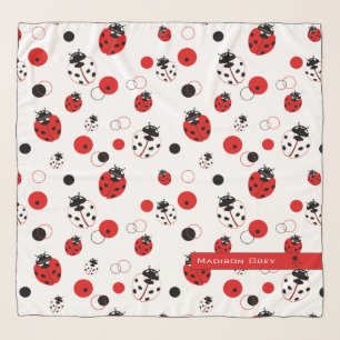 Simple Red, Black & White Ladybug Pattern Scarf