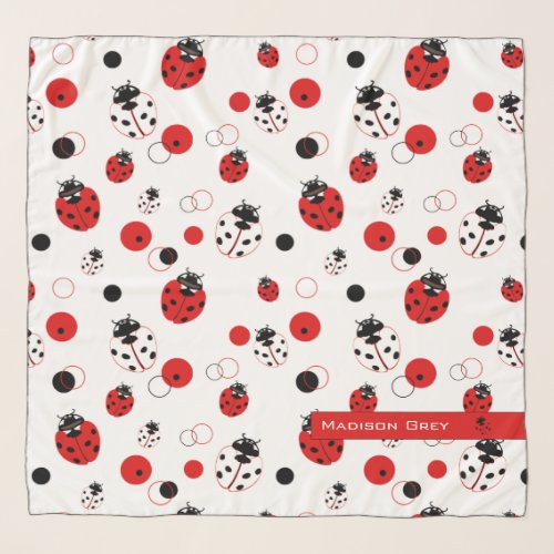 Simple Red Black  White Ladybug Pattern Scarf