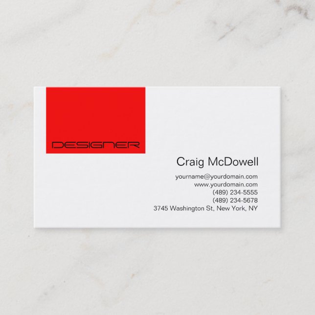 Simple Red Black White Monogram Business Card (Front)