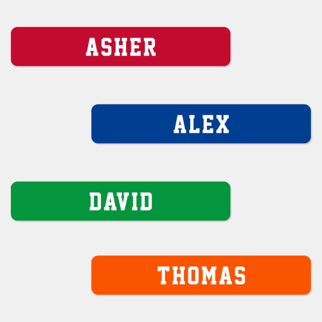 Simple Red Blue Green Orange Personalized Skinny Labels (Group)