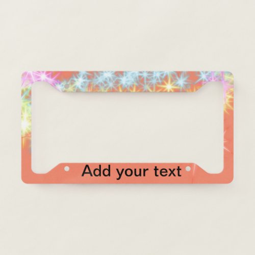 Simple red blue green sparkle stars add your text  license plate frame