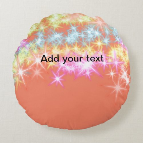 Simple red blue green sparkle stars add your text  round pillow