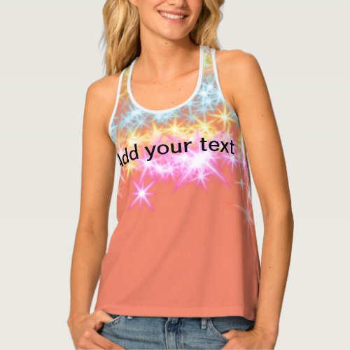 Simple red blue green sparkle stars add your text  tank top