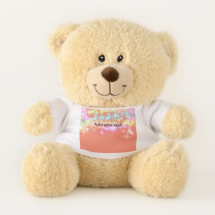 Simple red blue green sparkle stars add your text teddy bear