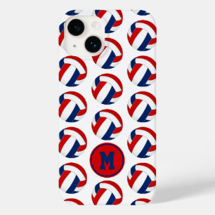 simple red blue volleyballs pattern monogrammed Case-Mate iPhone 14 case