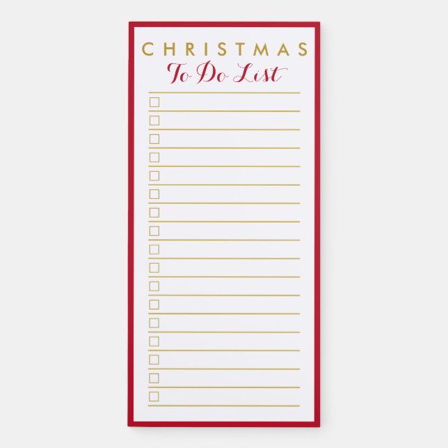 Simple Red Border Christmas To Do List Magnetic Notepad (Front)
