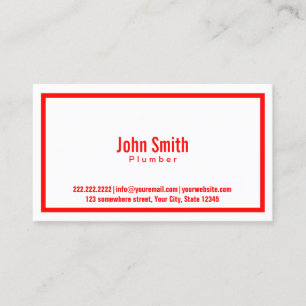 Simple Red Border Plumbing Business Card