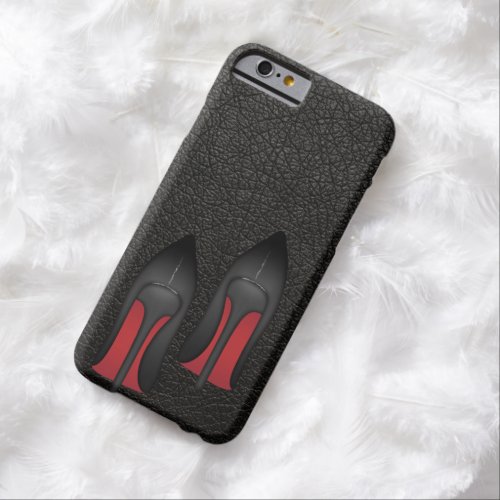 Simple Red bottoms stilettos on black leather Barely There iPhone 6 Case