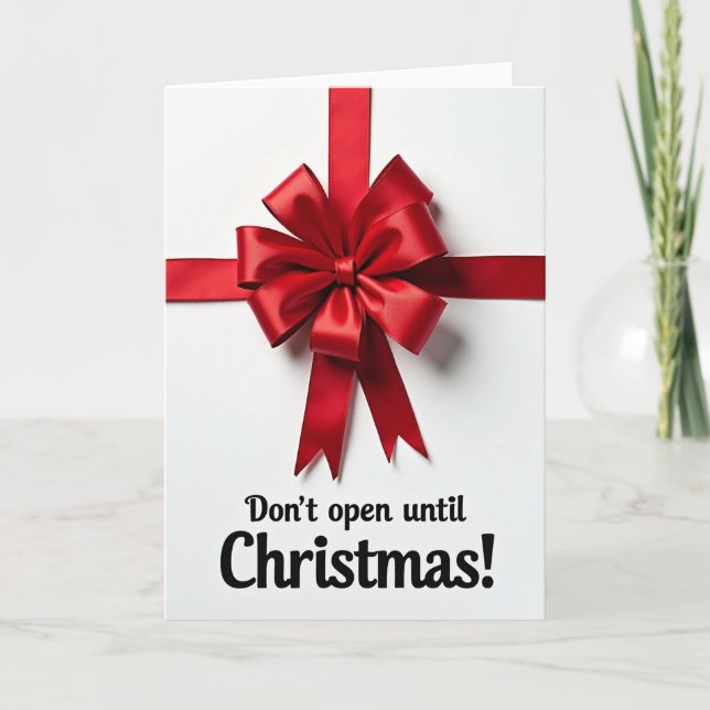 Simple Red Bow Christmas Card (Front)