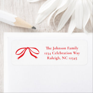 Simple Red Bow Christmas Return Address Label