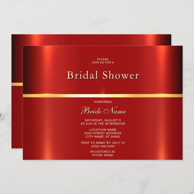 Simple Red Bridal Shower Invitation (Front/Back)