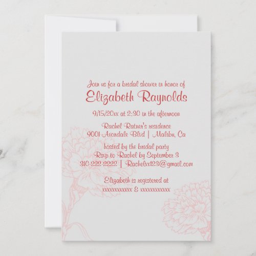 Simple Red Bridal Shower Invitations