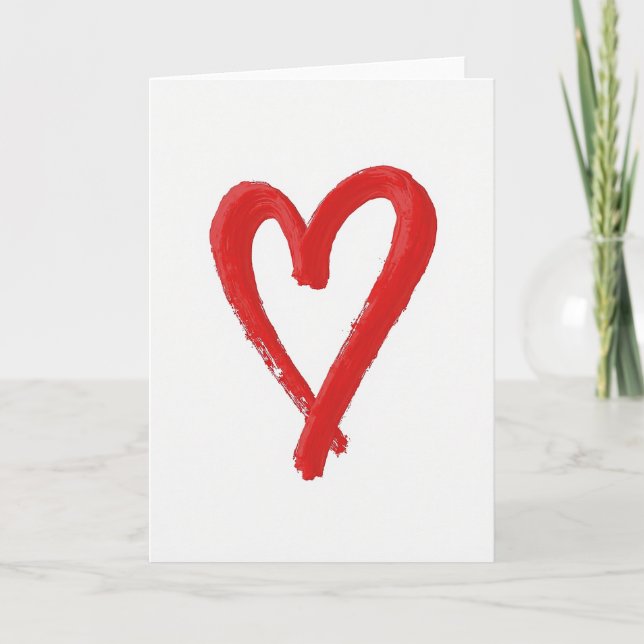 Simple Red Brushstroke Heart Card (Front)