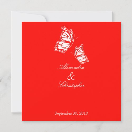 Simple Red Butterflies Wedding Announcement