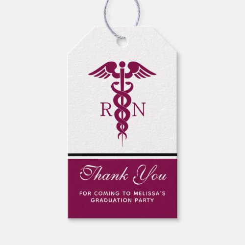 Simple Red Caduceus Nurse Graduate Thank You Gift Tags