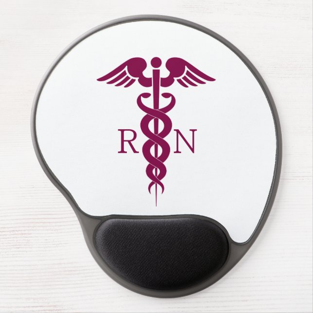 Simple Red Caduceus Nurse Medical Symbol Gel Mouse Pad (Front)