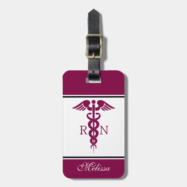 Simple Red Caduceus Nurse Medical Symbol Luggage Tag (Front Vertical)