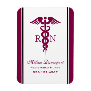 Simple Red Caduceus Nurse Medical Symbol Magnet