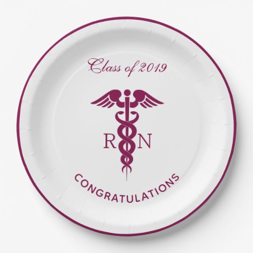 Simple Red Caduceus Nurse Medical Symbol Paper Plates