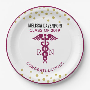 Simple Red Caduceus Nurse Medical Symbol Paper Plates