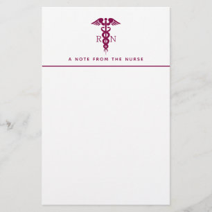 Simple Red Caduceus Nurse Medical Symbol Stationery