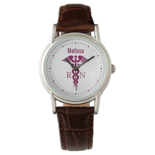 Simple Red Caduceus Nurse Medical Symbol Watch
