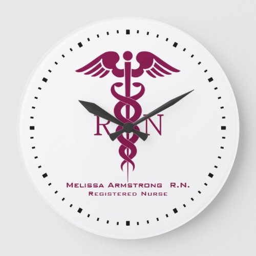 Simple Red Caduceus Nurse Office Large Clock