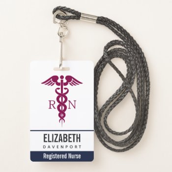 Simple Red Caduceus Registered Nurse Rn Symbol Badge by Mirribug at Zazzle