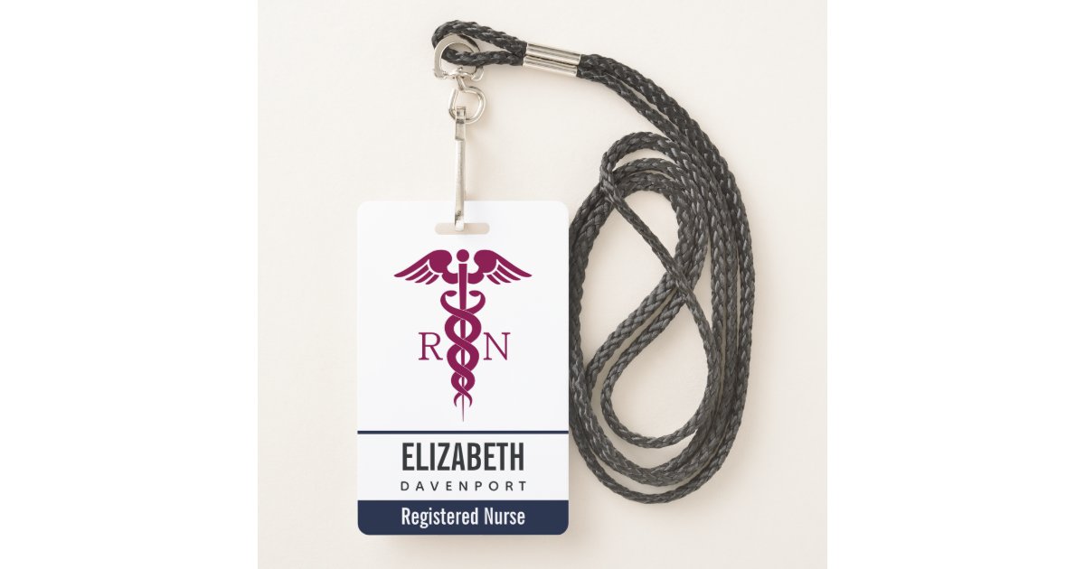 Simple Red Caduceus Registered Nurse RN Symbol Badge ...
 Red Nursing Caduceus