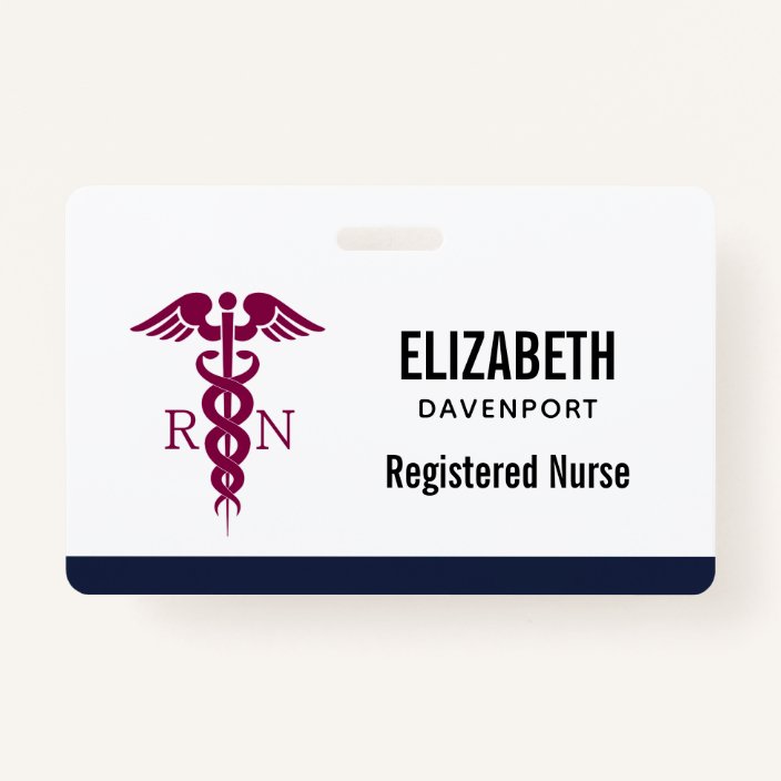 Simple Red Caduceus Registered Nurse RN Symbol Badge | Zazzle.com