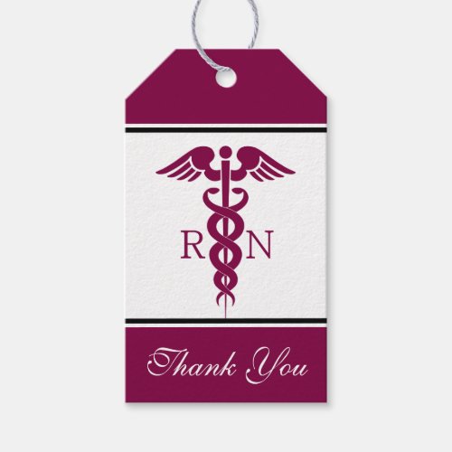 Simple Red Caduceus Registered Nurse RN Symbol Gift Tags