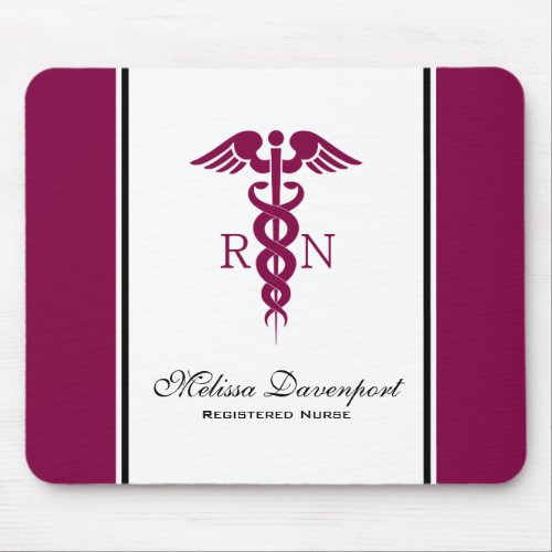 Simple Red Caduceus Registered Nurse RN Symbol Mouse Pad