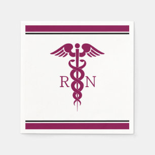 Simple Red Caduceus Registered Nurse RN Symbol Napkins