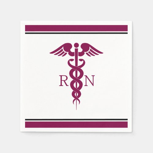 Simple Red Caduceus Registered Nurse RN Symbol Napkins