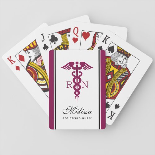 Simple Red Caduceus Registered Nurse RN Symbol Playing Cards