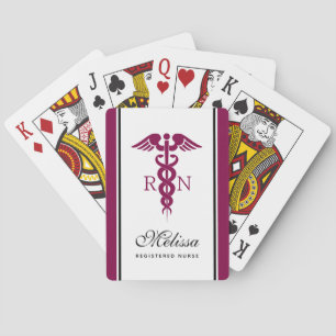 Simple Red Caduceus Registered Nurse RN Symbol Poker Cards