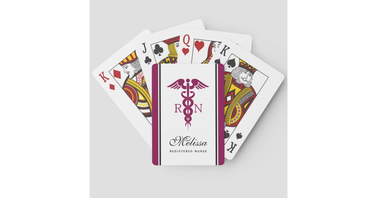 Simple Red Caduceus Registered Nurse RN Symbol Poker Cards | Zazzle