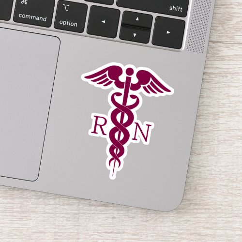 Simple Red Caduceus Registered Nurse RN Symbol Sticker