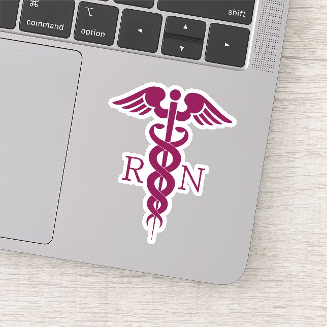 Simple Red Caduceus Registered Nurse RN Symbol Sticker (Detail)