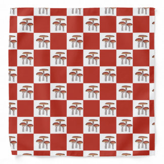 Simple red check with mushrooms bandana