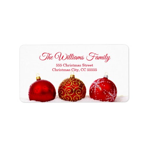 Simple Red Christmas Balls Address Label