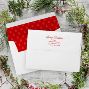 Simple Red Christmas Holiday Card Envelope