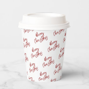 Simple Red Christmas Holiday Custom Text Pattern P Paper Cups